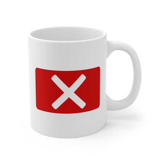 Red "X" Badge White Mug