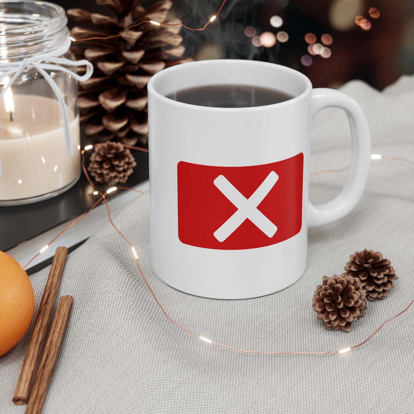 Red "X" Badge White Mug