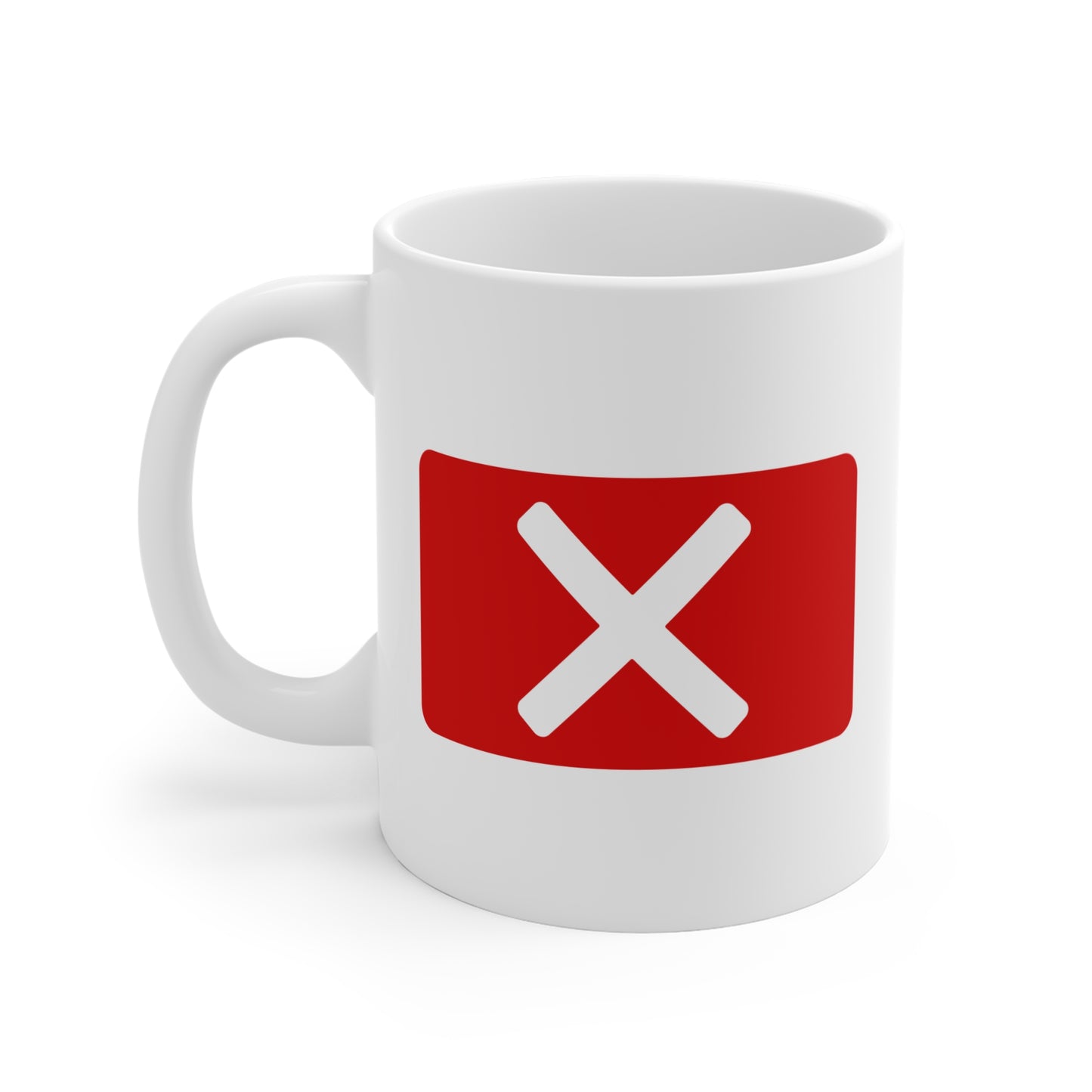 Red "X" Badge White Mug